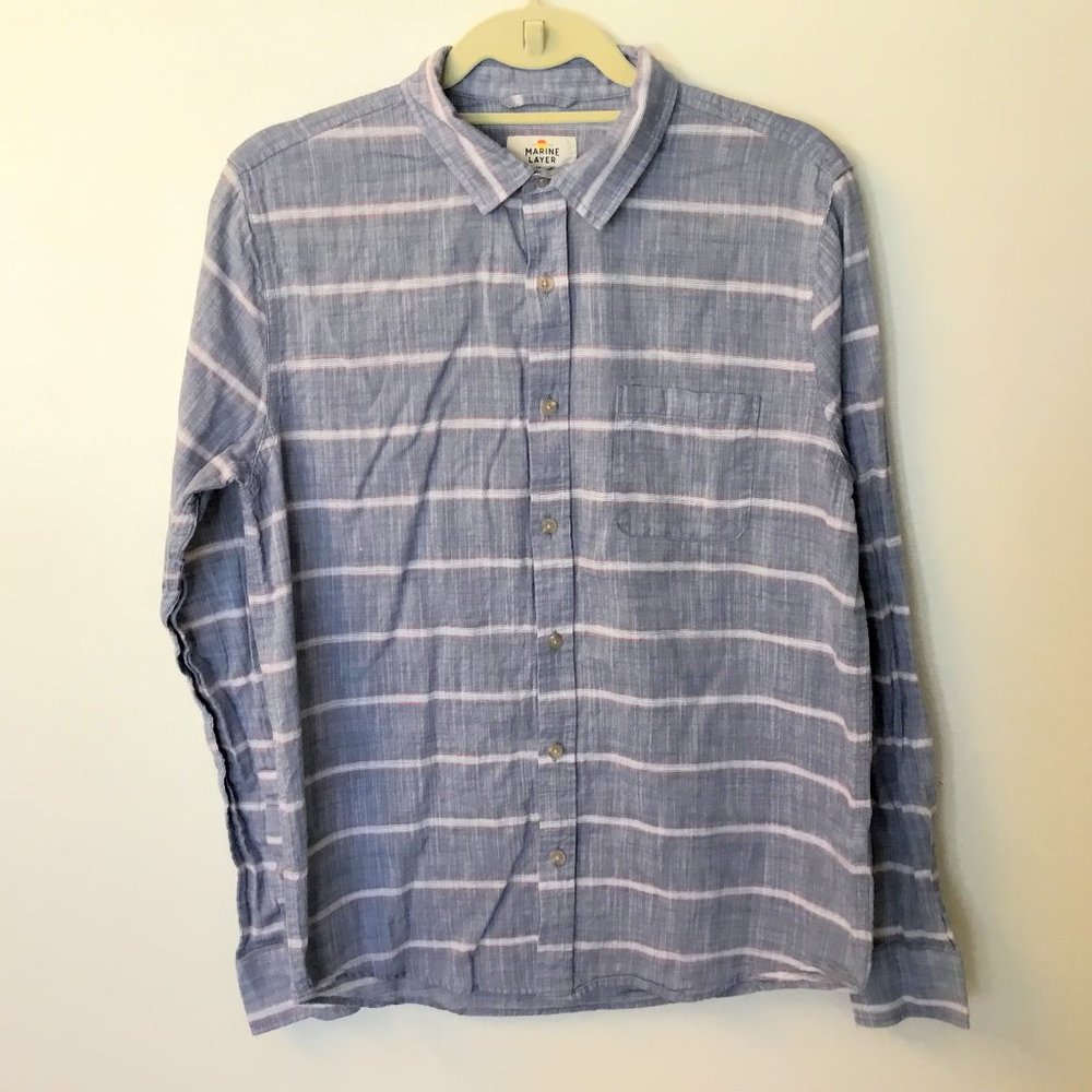 Marine Layer Men's Striped Long Sleeve Button Down - S